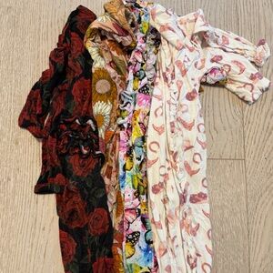 4 bamboo baby girl pjs- Multicolor Floral and Butterfly Designs